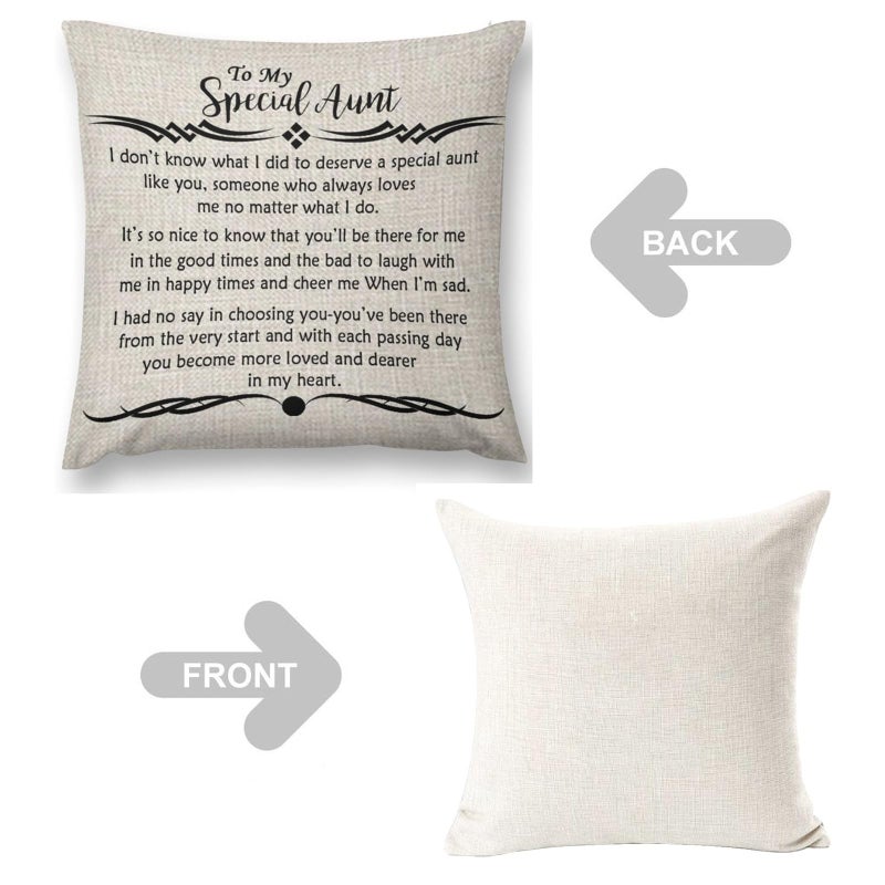 ITFRO Special Aunt Gift from Niece Nephew Mother's Day Birthday Blessed Cotton Linen Throw Pillow Case Cushion Cover Couch Sofa Home Decorative Sofa Couch Square 18x18 Inches (Ivory) - Image 5